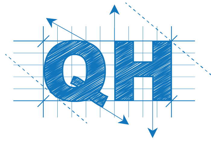 A stylized illustration of OH with grid background. The image features a unique blend of letters and graph elements.