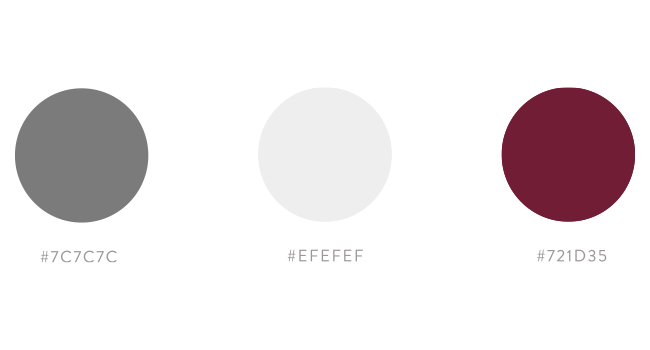 Three gray circles with hex codes #7C7C7C, #B8B8B8, #221035