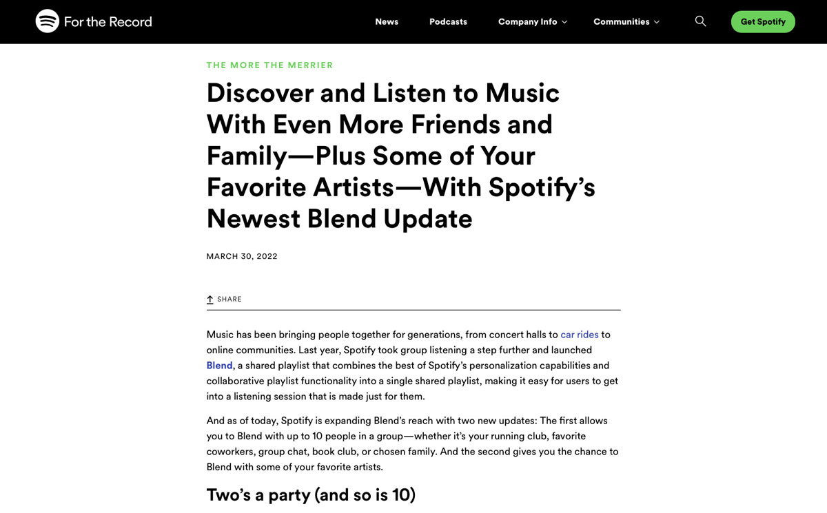 Spotify's new blend update for music lovers